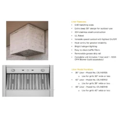 Coyote Stainless Steel Vent Hood Insert With Blower (C1LINER) 9 Coyote Stainless Steel Vent Hood Insert With Blower (C1LINER) -Kitchen Grill Shop c1liner36 c1blow1200 d 05 23