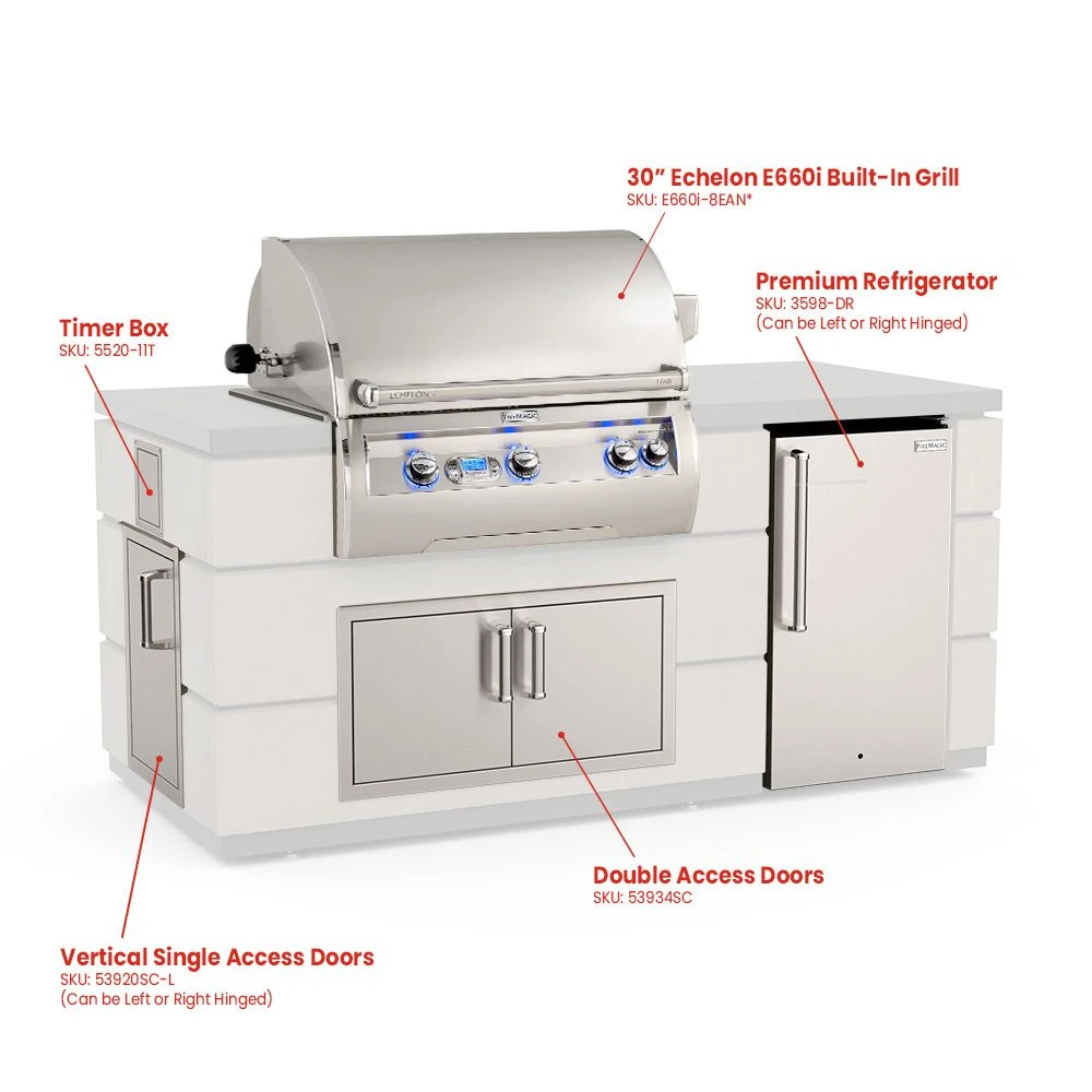 Fire Magic 77-Inch Outdoor Kitchen Island With 30-Inch Echelon Gas Grill, Refrigerator And Doors 6 Fire Magic 77-Inch Outdoor Kitchen Island With 30-Inch Echelon Gas Grill, Refrigerator And Doors - Image 6