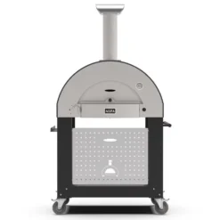 Alfa 2 Pizze 38-Inch Ardesia Gray Gas Pizza Oven On Black Cart
