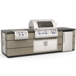 Fire Magic 115-Inch Outdoor Kitchen Island With 36-Inch Echelon Gas Grill, Power Burner, Double Drawers And Doors