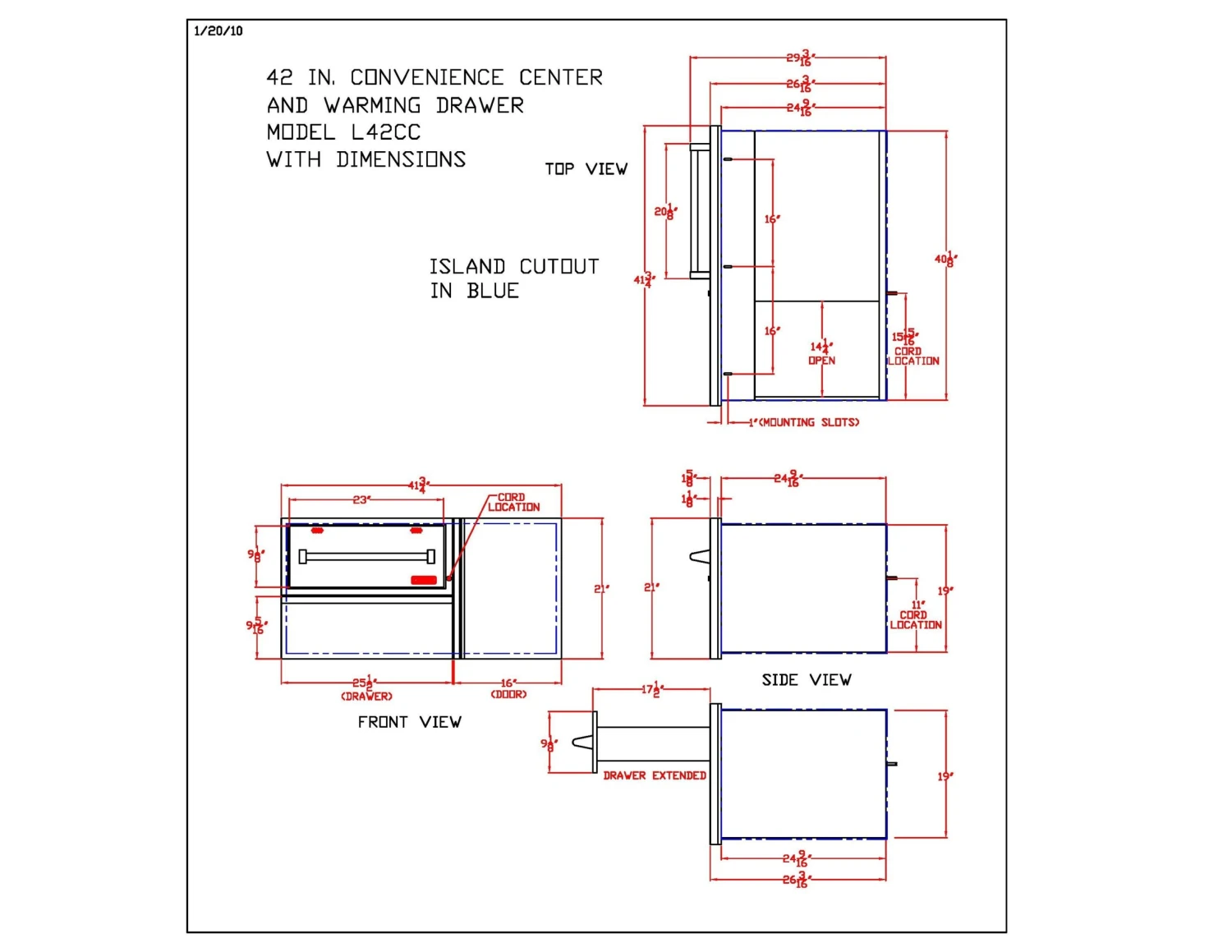 Lynx L42CC-1 Warming Drawer, Storage Drawer And LP Tank Storage Combo, 41.75x21-Inch 2 Lynx L42CC-1 Warming Drawer, Storage Drawer And LP Tank Storage Combo, 41.75x21-Inch - Image 2