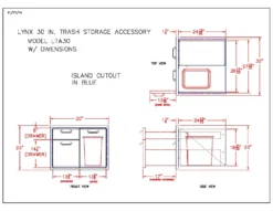 Lynx LTA30 Professional Trash Drawers Combo Unit, 30x23-Inch -Kitchen Grill Shop lta30 specs b