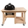 Primo CJRH-614 Junior Oval Ceramic Charcoal Kamado Grill On Cypress Countertop Table