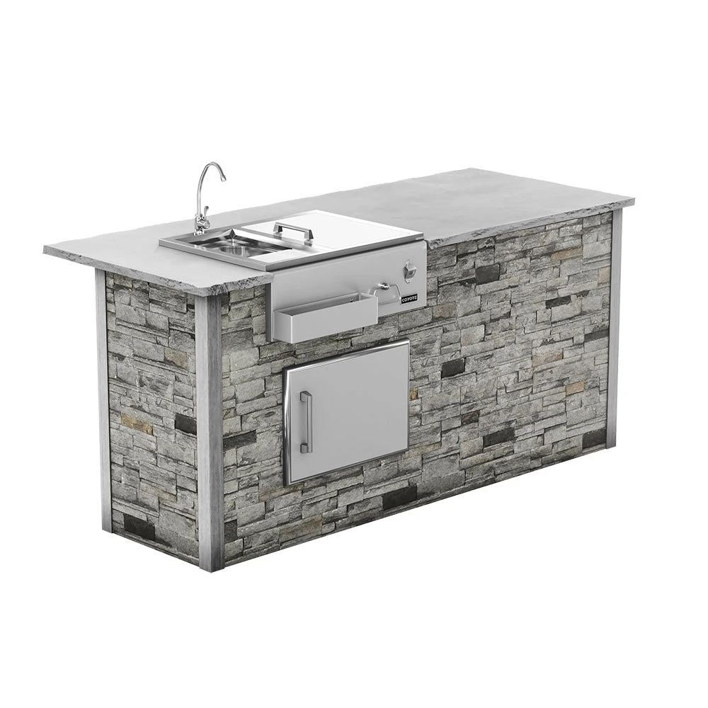Coyote Ready-To-Assemble 8-Foot Outdoor Kitchen Island With Refreshment Center & Access Door (RTAC-B8-RL) 2 Coyote Ready-To-Assemble 8-Foot Outdoor Kitchen Island With Refreshment Center & Access Door (RTAC-B8-RL) - Image 2