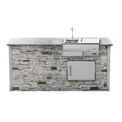 Coyote Ready-To-Assemble 8-Foot Outdoor Kitchen Island With Refreshment Center & Access Door (RTAC-B8-RR)