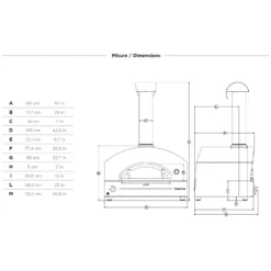 Alfa FXSTONE Stone Large 39-Inch Countertop Wood-Fired Pizza Oven -Kitchen Grill Shop stone lp dimensions 01 20