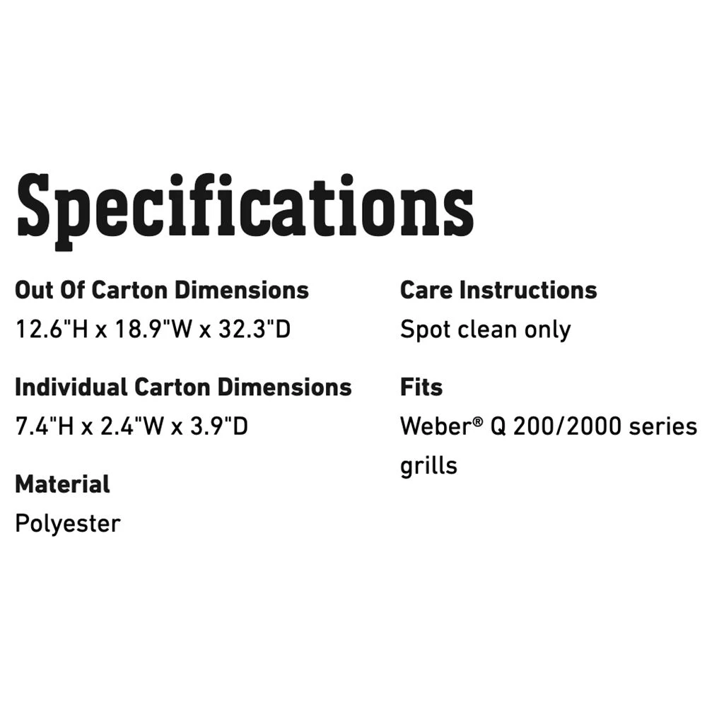 Weber Premium Grill Cover For Q 200/2000 Series Grills (WEB-7111) 2 Weber Premium Grill Cover For Q 200/2000 Series Grills (WEB-7111) - Image 2
