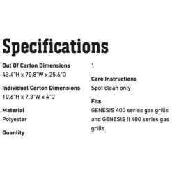 Weber Premium Grill Cover For Genesis 400 Series Grills (WEB-7758) -Kitchen Grill Shop web 7758 spec a 05 22