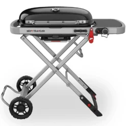 Weber Traveler Portable Propane Gas Grill With Side Table